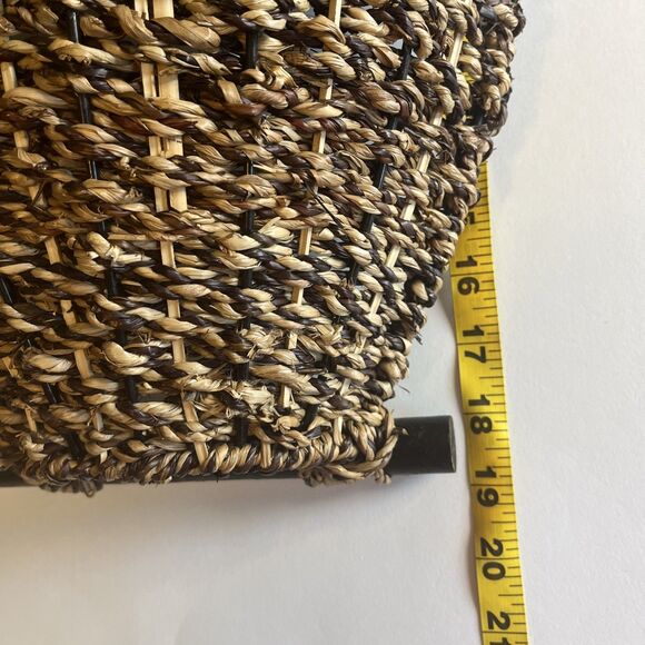 Woven Straw Baskets Oval Wood Handles Brown Nesting Set Of 3 Table Wall Rustic - Picture 11 of 16